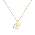 Detail van de 18k vergulde ketting met wit schelp hartje hanger en gegraveerde bedel - Hart Letter Z