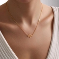 Minimalist gold airplane pendant necklace on model, delicate hollow aircraft jewelry design - Hollow Airplane Outline Style (xp-188)