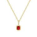 Elegante gouden ketting met smaragd geslepen rode steen en retro schakelketting - Januari