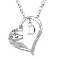 Eenhoorn hart hanger ketting met kleurrijke kristallen en Engelse beginletter D - Zilver D Stijl (xp-0123)
