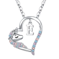 Silver unicorn heart necklace with colorful zircons and initial letter E pendant - Silver E Style (xp-0123)
