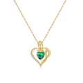 18K gold heart pendant necklace with green gemstone and rose detail on O-chain - May