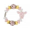 Pulsera de vaca de silicona con cuentas rosas y amarillas y detalles dorados - Vaca Rosa Cuentas
