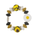 Pulsera de cuentas de silicona con girasoles, margaritas blancas y cierre magnético de plata - Margarita Blanca Cuentas