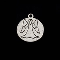 Vintage runder Engel Anhänger aus Silberlegierung für DIY Halsketten und Armbänder - Glücksengel Runder Anhänger (B2402)