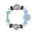 Pulsera llavero de silicona de girasol en azul claro con cuentas de lunares color - Margarita Azul Cuentas