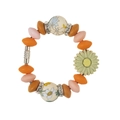 Pulsera de cuentas pastel con colgante de margarita verde y motivos de girasoles - Margarita Verde Cuentas