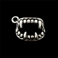Antique silver vampire fangs alloy pendant with ring hook on a black background - Antique Silver (Teeth Alloy 4745-B3803)