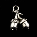 Vintage silver acorn metal charms for DIY jewelry making with realistic nut textures - Double Acorn Shape / Antique Silver