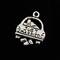 Ciondolo auto nuziale Just Married in argento antico per creazione gioielli - Stile Auto Just Married (B1601)