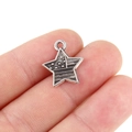 Vintage US flag star pendant in antique silver alloy for creative handmade jewelry making - Antique Silver