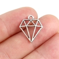 Colgante de diamante en aleación de plata antigua para collares y pulseras hechas a mano - Estilo Diamante Hueco (43771-BE2401)