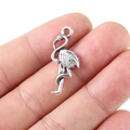 Handmade antique silver flamingo pendant in alloy with feather texture details - Flamingo Style (9102-AC4601)