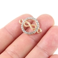 Golden infinity circle connector charm with sparkling rhinestones for DIY jewelry making - Gold Figure 8 Round Rhinestone Style (AC5201) / 10 Pieces/Pack