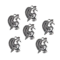 Set of six vintage silver peacock pendants made of zinc alloy for DIY jewelry crafting - Peacock Style (9102-AC4901)