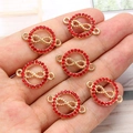 Golden infinity circle connector with red rhinestones for DIY jewelry making - Gold Round Red Rhinestone Figure 8 Style (B4-5103) / 10 Pieces/Pack