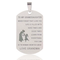 Détail du collier plaque d'identité en acier avec message gravé de grand-mère - Pendentif Love Grandma Uniquement (Sans Chaîne)