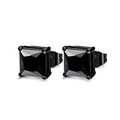 Classic punk style black square zircon stud earrings in polished titanium steel for men and women - Square Princess Cut Style