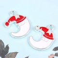 Kerst halve maan hangers met kerstman emaille voor DIY sieraden maken accessoires - Kerstman Maan (43769-BC1204)