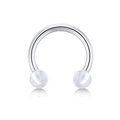 Stainless steel horseshoe barbell nose ring with transparent frosted screw balls - 6mm / 20 Pcs Acrylic Ball with Steel Bar