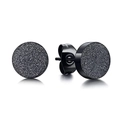 Men's black matte circular stainless steel stud earrings with starlight frosted finish - Frosted Round Stud Earrings (6mm)