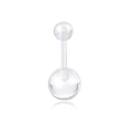 Transparent acrylic navel ring with straight barbell and two clear balls for belly piercing - Navel Stud / 1.6x10x5-8mm / Clear
