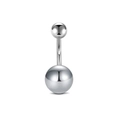 Piercing de ombligo de acero inoxidable plateado pulido con diseño clásico de doble bola - Estilo de Bola de Metal Pulido
