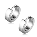 Poliierte silberne Edelstahl Creolen mit minimalistischem flachem Oberflächendesign - Minimalistischer Silberner Huggie (Style-4)