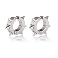 Punk Silber Edelstahl Huggie Hoop Ohrringe mit Nieten und polierter Oberfläche - Silberner Stachel-Huggie (Style-6)