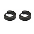 Paar mattschwarze sandgestrahlte Edelstahl-Ohrringe mit Scharnierverschluss für Damen - Schwarzer Sandgestrahlter Huggie (Style-11)