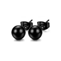 Black stainless steel ball stud earrings with polished finish and butterfly backings - 6mm Ball Stud (Style C)