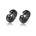 Minimalistische schwarze Edelstahl Ohrclips Reifen für nicht gepiercte Ohren - Schwarzer Kreis-Ohrclip (Style-15)