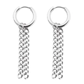 Boucles d'oreilles créoles argentées avec double chaîne gourmette pour un style punk chic - Couleur Acier (Double Chaîne)