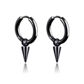 Detalle de pendientes punk negros de acero inoxidable con colgantes de cono afilado - Estilo de colgante de púa única (Estilo 6) / Negro