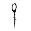 Pendiente de espada hip-hop para hombre en negro mate con colgante de espada - Hebilla de oreja / Negro