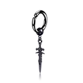 Pendiente de aro de acero negro mate con colgante de espada cruzada y estilo punk - Pendientes de clip / Negro