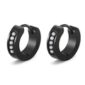 Schwarze Edelstahl-Creolen für Herren mit fünf weißen Zirkonsteinen im 2er-Set - Schwarzer 5-Zirkonia Huggie (Style-26)