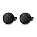 Schwarze Herren-Ohrstecker aus Edelstahl mit einer strukturierten Carbon-Einlage im Design - 3mm / Kohlefasertextur Stil