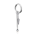 Gros plan de la boucle d'oreille punk en acier inoxydable avec pendentif cône et boule - Boucle d'oreille / Argent