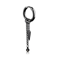Boucle d'oreille punk noire en titane avec pendentif cône et pompon chaîne sur fond blanc - Boucle d'oreille / Noir