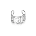 Polished silver hollow wave ear cuff with minimalist curved pattern on white background - Wavy Hollow Style (F) / Silver