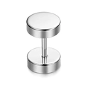 Orecchino a perno a bilanciere in acciaio inossidabile argento con design a disco - Stile Manubrio (A) / 6mm / Argento