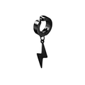 Detail of a black magnetic ear clip featuring a lightning bolt pendant on white background - Lightning Pendant Style