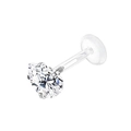 Teardrop zircon piercing with transparent acrylic labret stud and four-prong setting - Water Drop