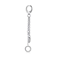 Silver stainless steel drop earring featuring long double chains and bar pendant detail - Chain Rod Ring Pendant Hoop / Silver