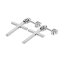 Poliierte silberne Kreuzohrstecker aus Edelstahl mit glänzendem Metallic-Finish - Kugelstecker Mit Kreuzhänger / Silber