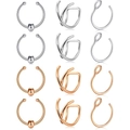 12Pcs silver and rose gold non-piercing nose rings and ear cuff set in a 3x4 matrix layout - Silver and Rose Gold Mixed Style (12-Piece Set) (B Style) / 12pcs Set