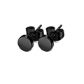 Close-up of minimalist black matte stainless steel round stud earrings with butterfly back - Minimalist Black Round Flat Stud (Style B)
