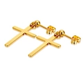 Minimalistische goldene Kreuz-Ohrstecker für Herren mit poliertem Metall-Finish - Kugelstecker Mit Kreuzhänger / Gold