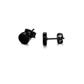 Close-up of matte black round stud earrings set in durable stainless steel finish - Matte Round Stud Earrings (Style-3)